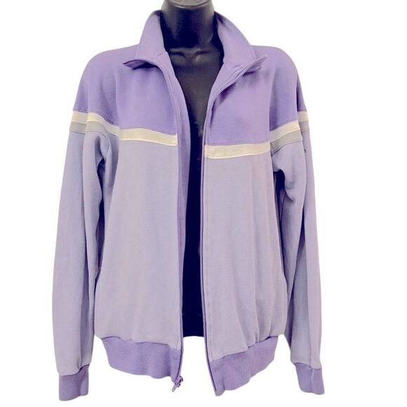 Vtg 70s 80s Wilson’s Pastel Lavender Purple color block Full Zip Track Jacket L - Picture 1 of 12